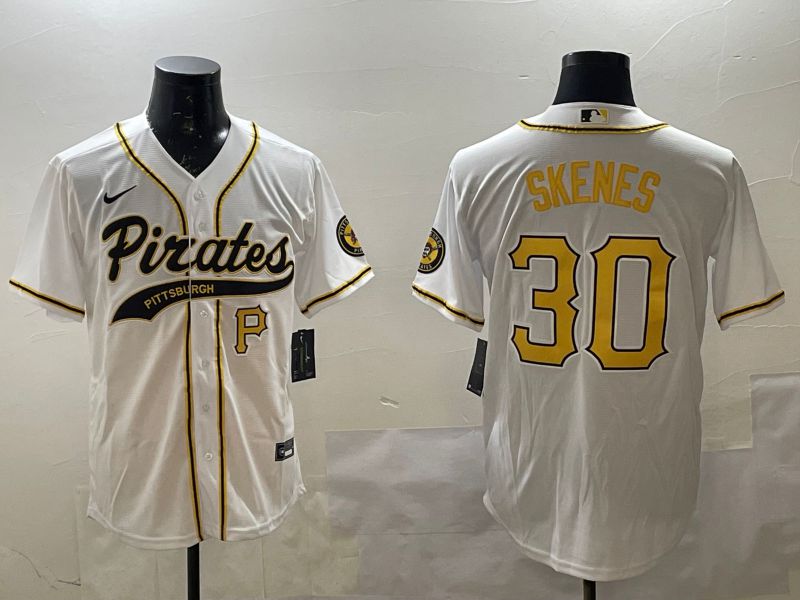 Men Pittsburgh Pirates #30 Skenes White Joint Name Nike 2025 MLB Jersey style 2->pittsburgh pirates->MLB Jersey
